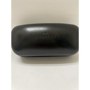 Coach New York Black Clamshell Eyeglass/Sunglass Case Hinged Snap Closure Logo